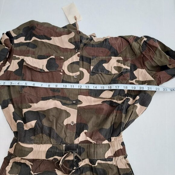 Easel 100% Cotton Camouflage Button Down Long Sleeve Jumpsuit NWT - Picture 3 of 16
